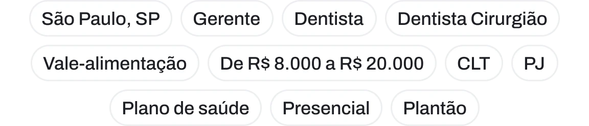 Prévia das preferências de vaga no OdontoMatch